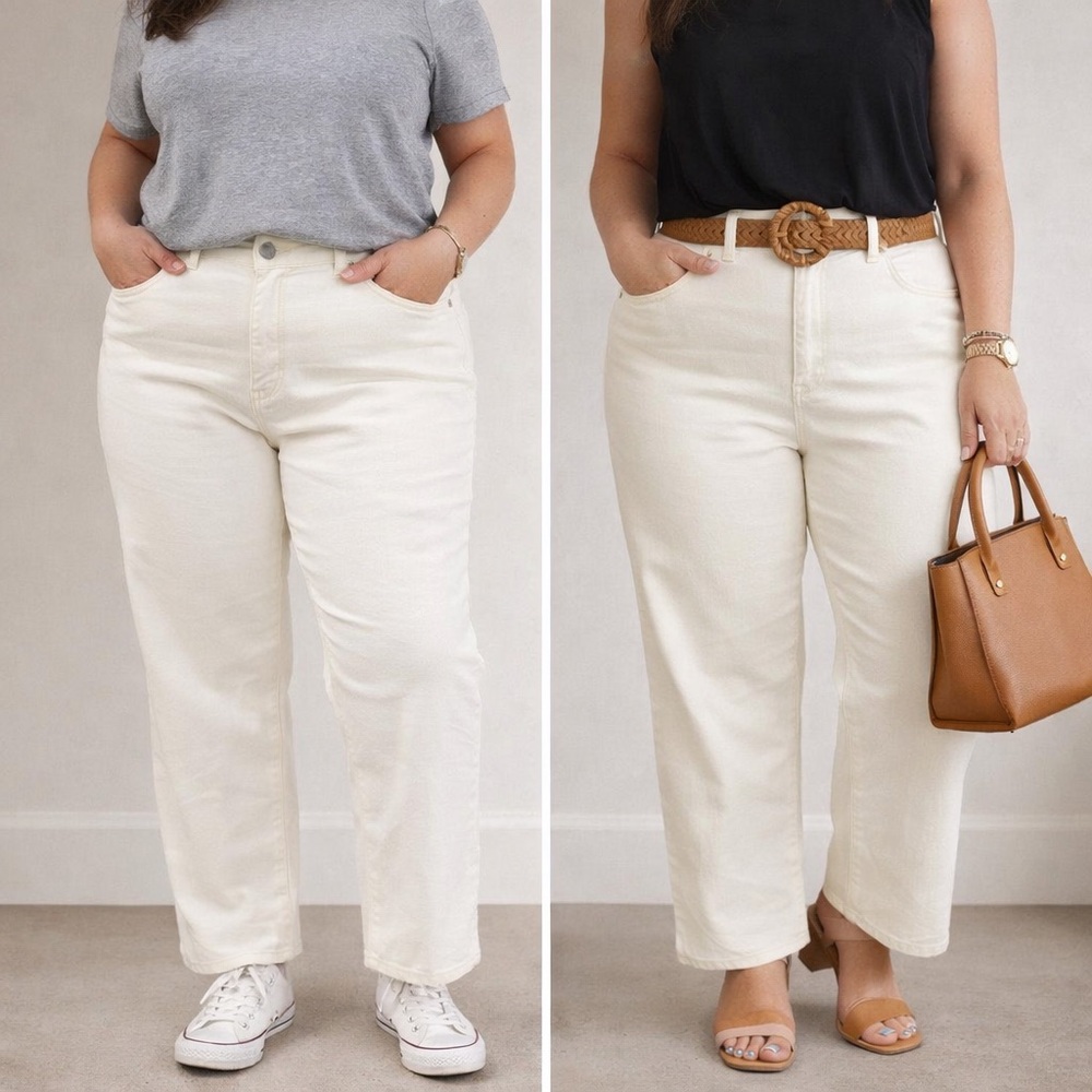 Chico's Cream Wide Leg Jeans
